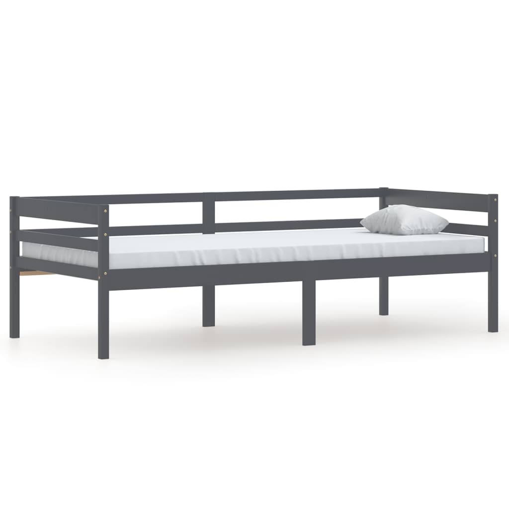 vidaXL Bed Frame without Mattress Dark Grey Solid Pinewood 90x200 cm