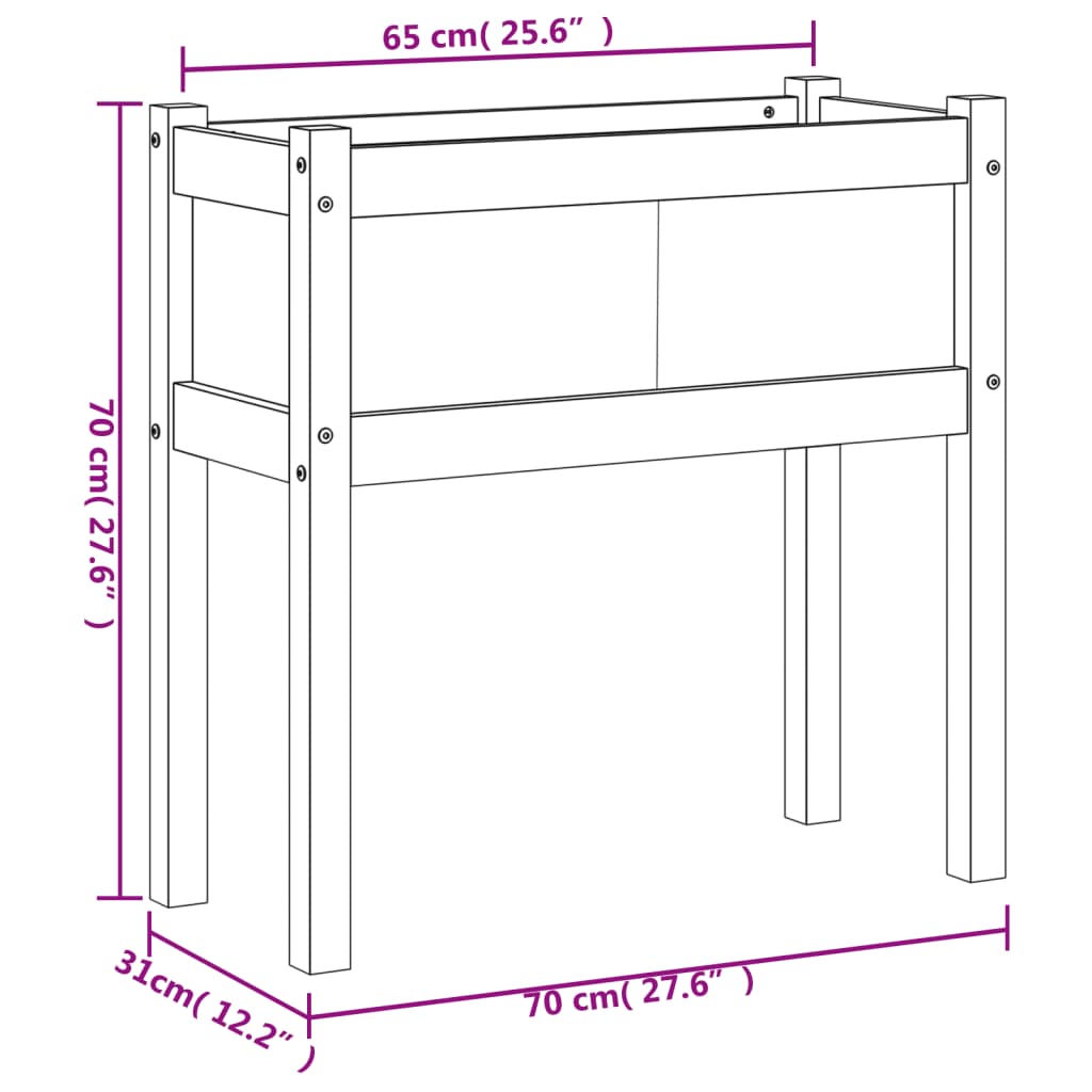 vidaXL Garden Planter with Legs 70x31x70 cm Solid Wood Pine