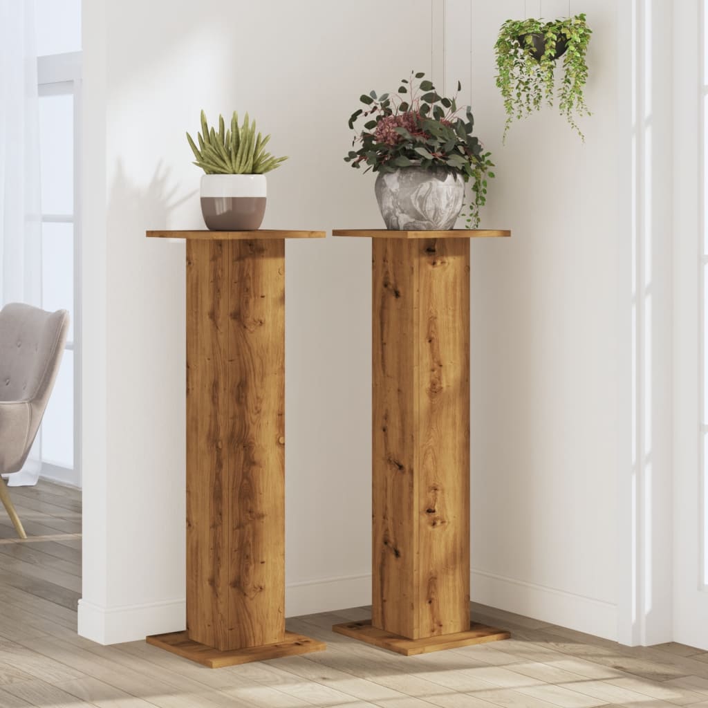 vidaXL Plant Stands 2 pcs Artisian Oak 30x30x95 cm Engineered Wood