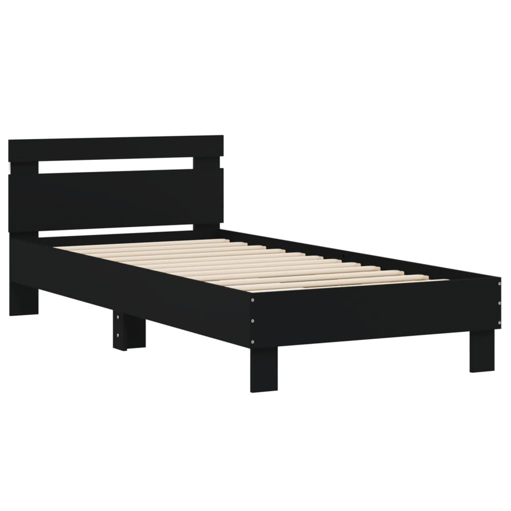 vidaXL Bed Frame without Mattress with LED Lights Black 90x200 cm