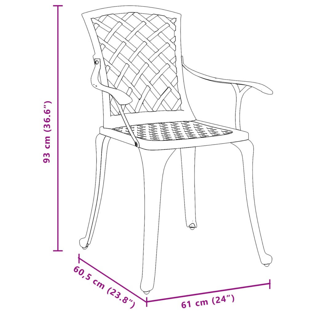 vidaXL Garden Chairs 2 pcs Green Cast Aluminium