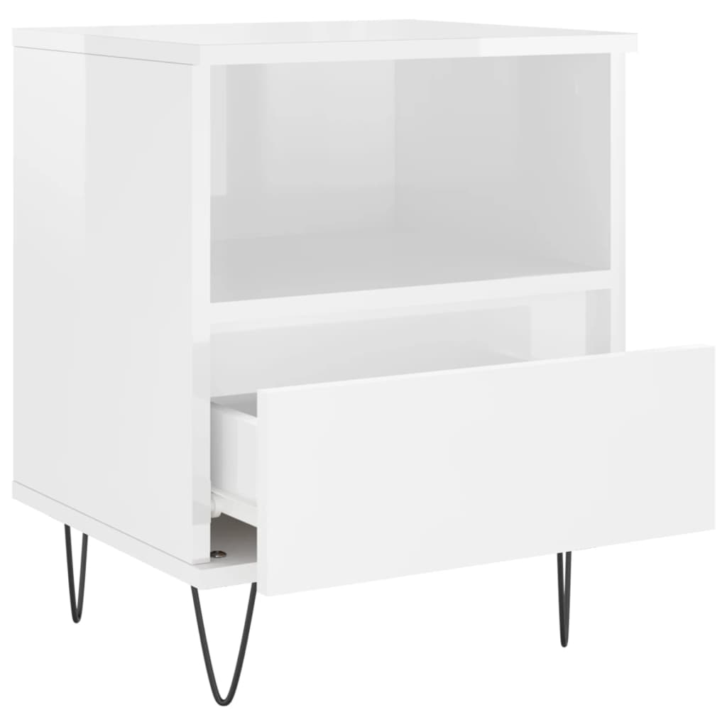 vidaXL Bedside Cabinet High Gloss White 40x35x50 cm Engineered Wood