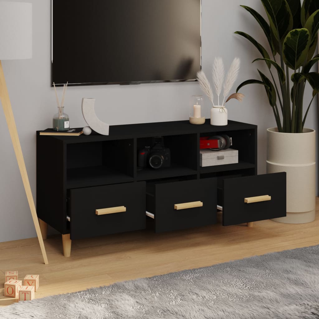 vidaXL TV Cabinet Black 102x36x50 cm Engineered Wood