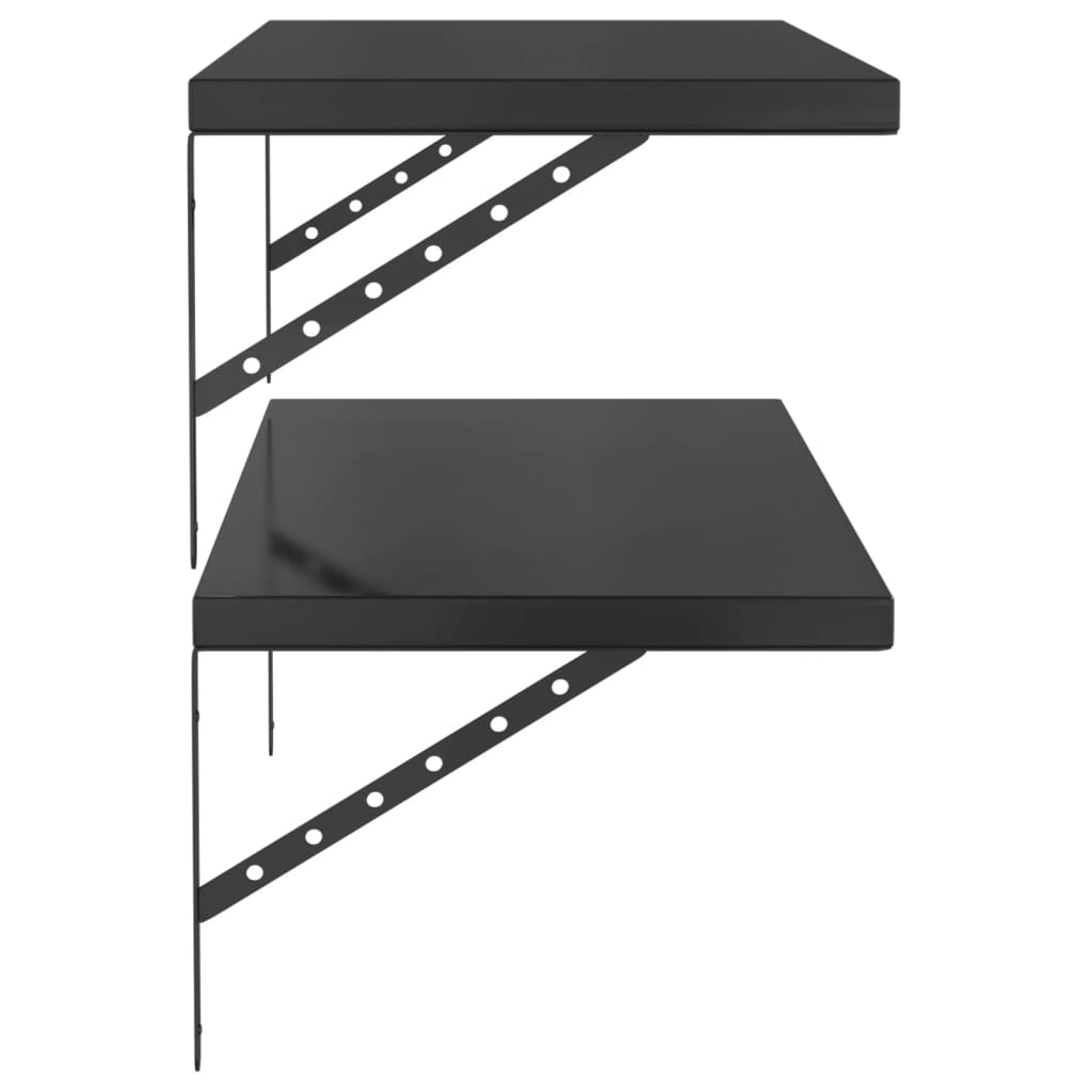 vidaXL Wall Shelves 2 pcs 100x40 cm Black Stainless Steel