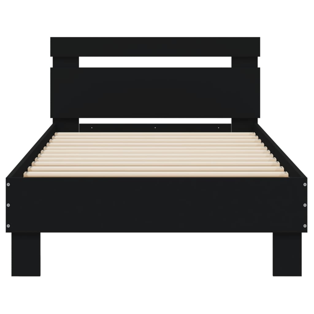 vidaXL Bed Frame without Mattress with LED Lights Black 90x190 cm Single