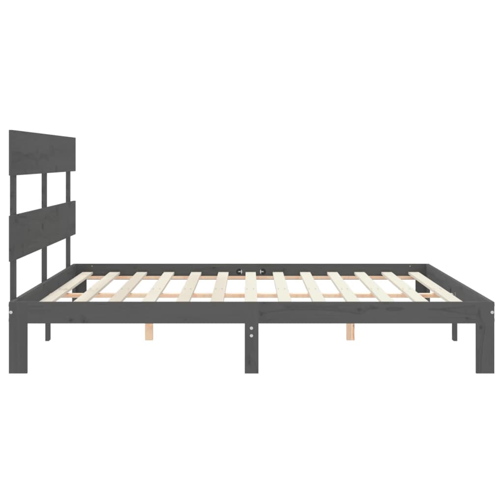 vidaXL Bed Frame without Mattress Grey 200x200 cm Solid Wood Pine