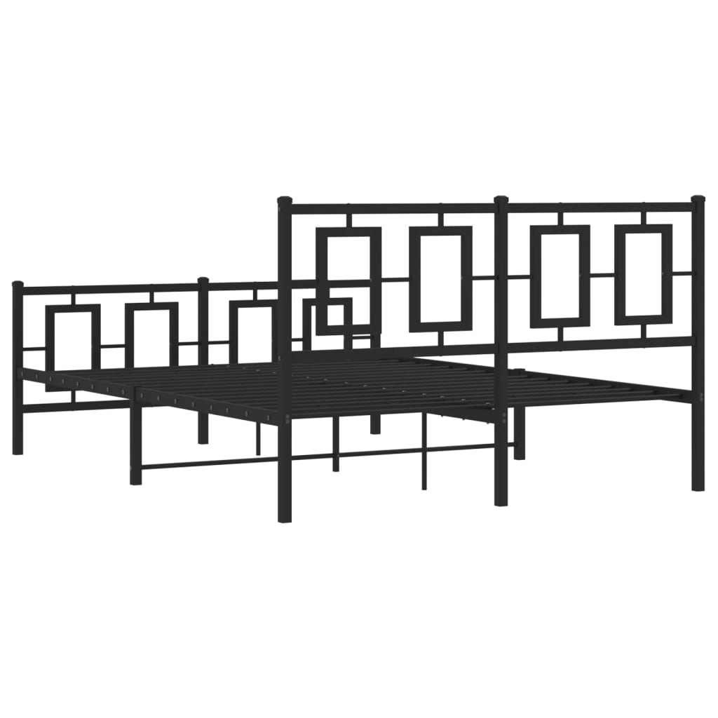 vidaXL Metal Bed Frame without Mattress with Footboard Black 135x190 cm Double