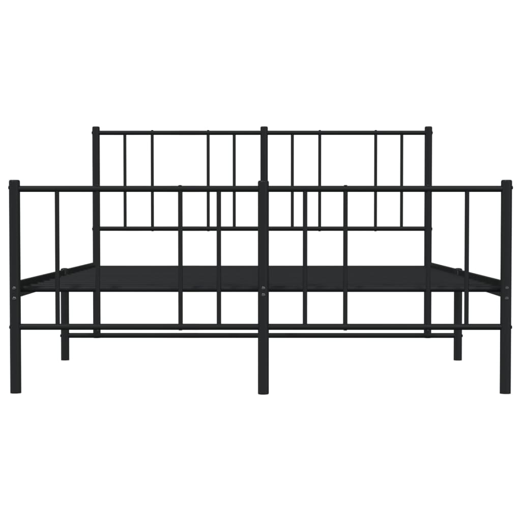 vidaXL Metal Bed Frame without Mattress with Footboard Black 140x190 cm