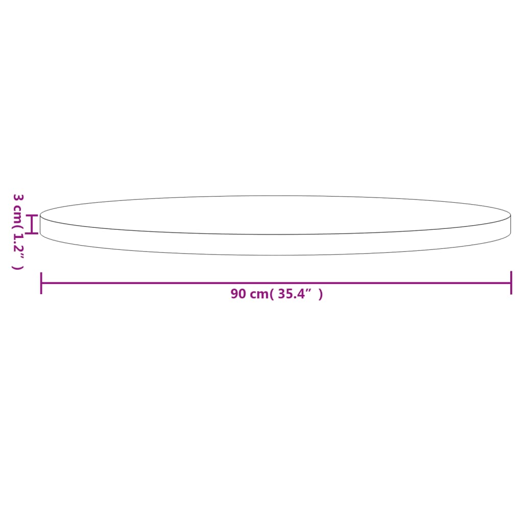 vidaXL Table Top Round White Ø90x3 cm Solid Wood Pine