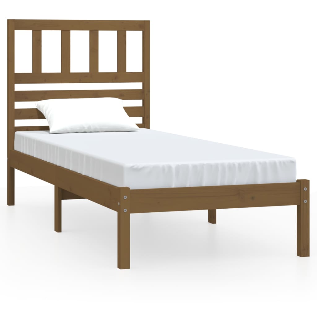 vidaXL Bed Frame without Mattress Honey Brown 75x190 cm Small Single Solid Wood Pine