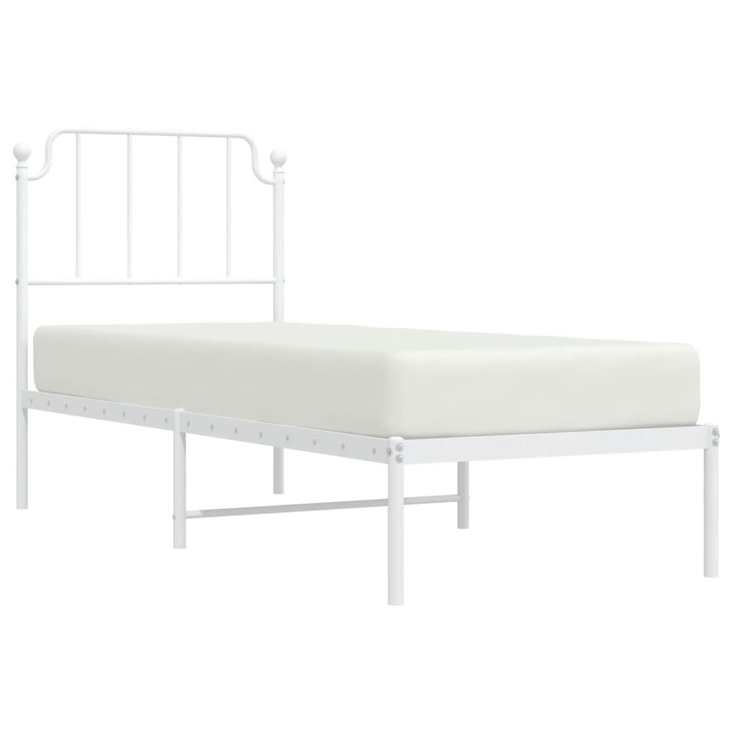 vidaXL Metal Bed Frame without Mattress with Headboard White 80x200 cm