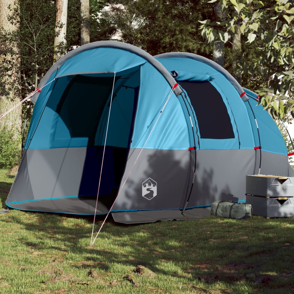 vidaXL Camping Tent Tunnel 4-Person Blue Waterproof