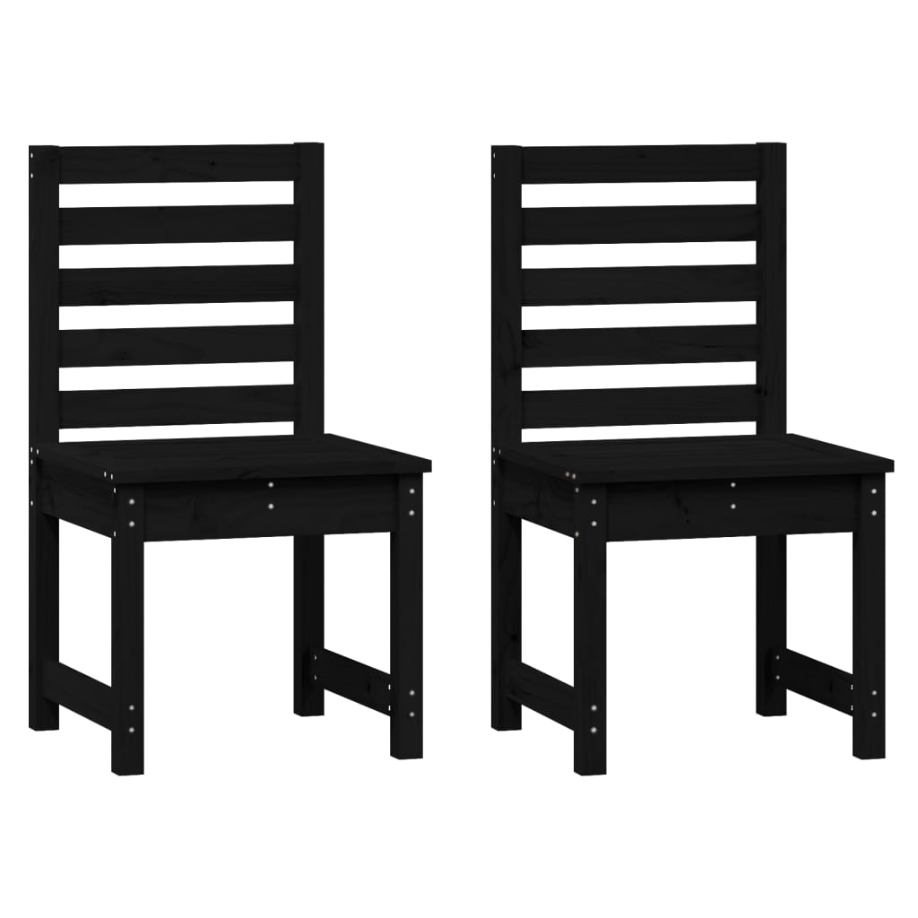 vidaXL 7 Piece Garden Dining Set Black Solid Wood Pine