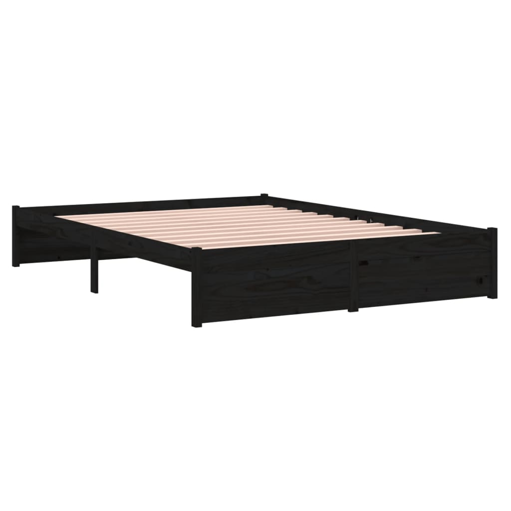 vidaXL Bed Frame without Mattress Black Solid Wood 140x200 cm