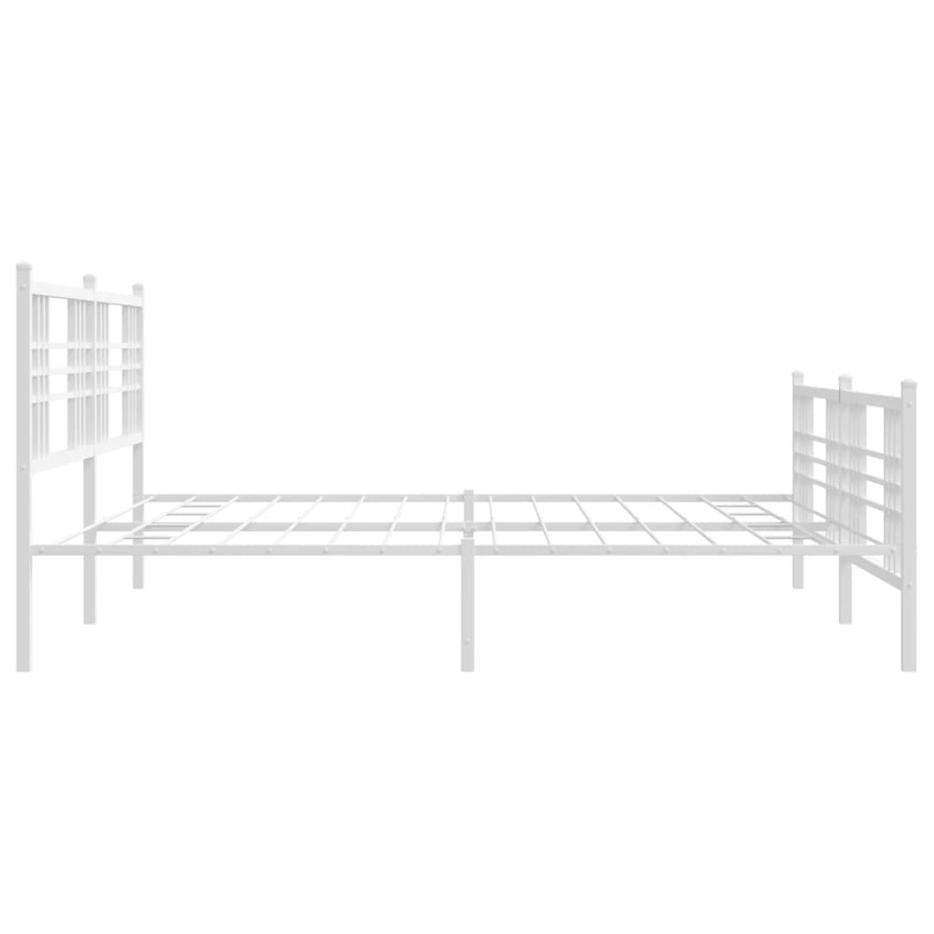 vidaXL Metal Bed Frame without Mattress with Footboard White 193x203 cm