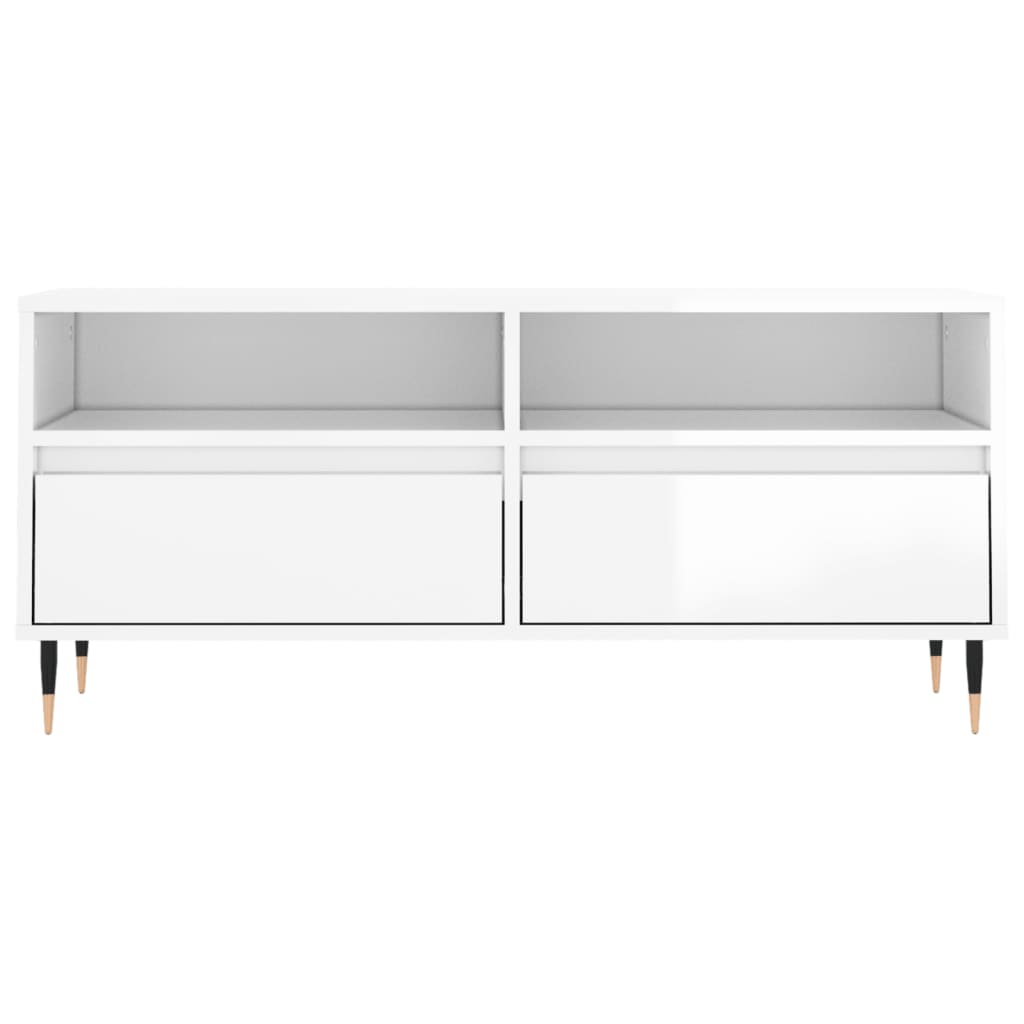 vidaXL TV Cabinet High Gloss White 100x34.5x44.5 cm Engineered Wood