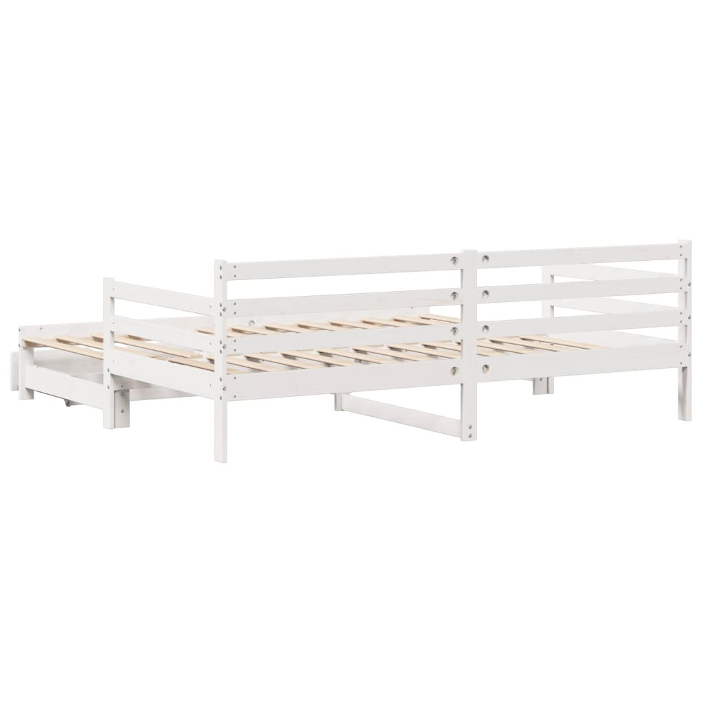 vidaXL Daybed with Trundle and Drawers without Mattress White 90x190 cm Single