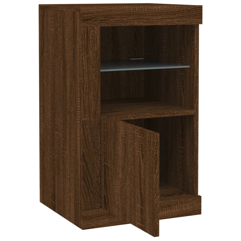 vidaXL Side Cabinet with LED Lights Brown Oak Engineered Wood