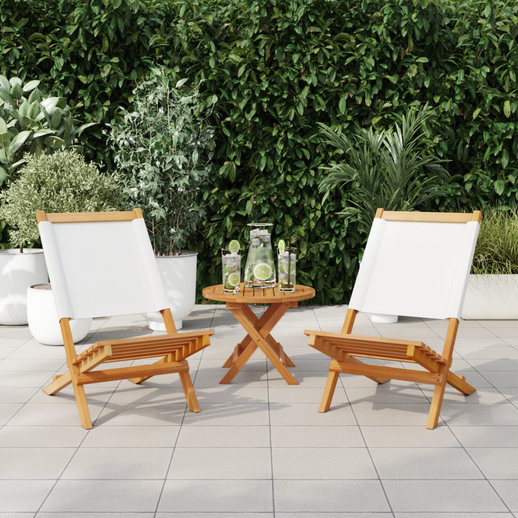 vidaXL Garden Chairs 2 pcs Cream White Solid Wood Acacia and Fabric