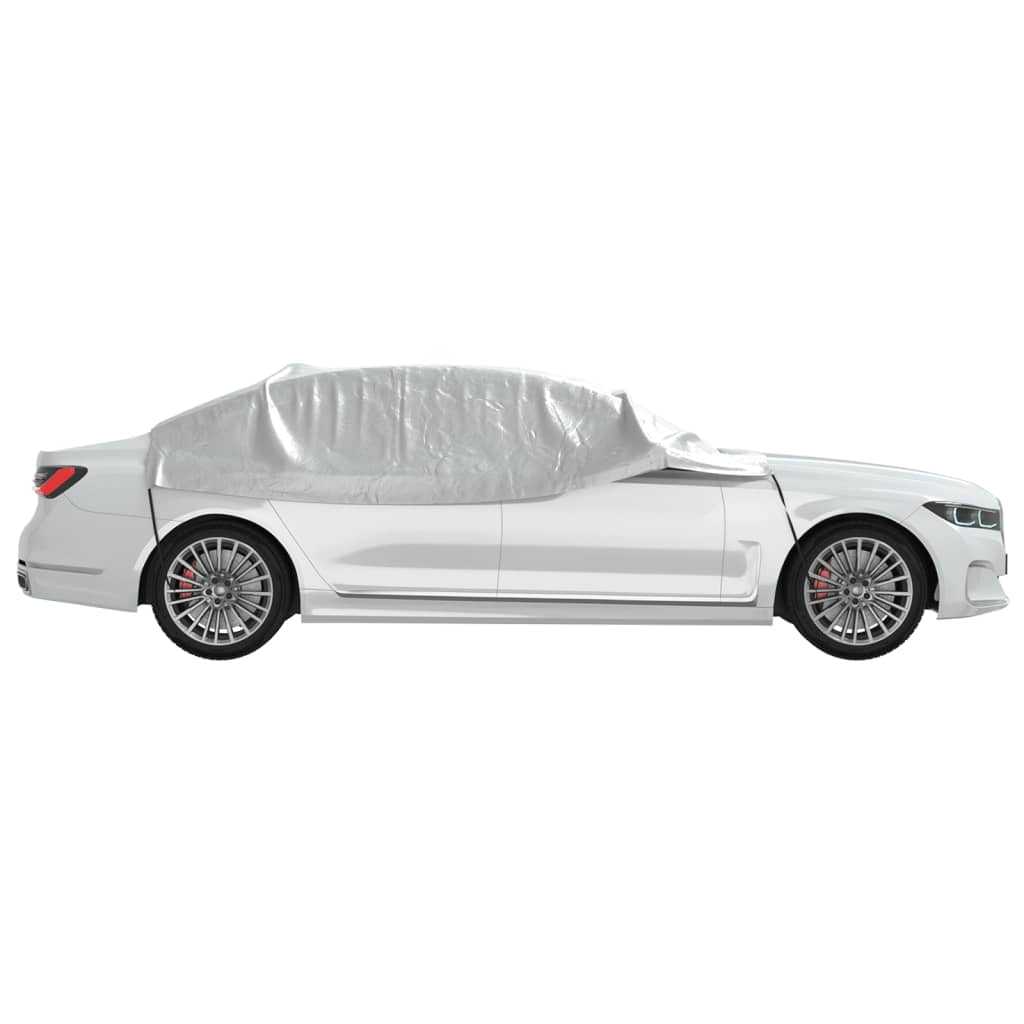 vidaXL Half Car Cover with Hooks Silver M