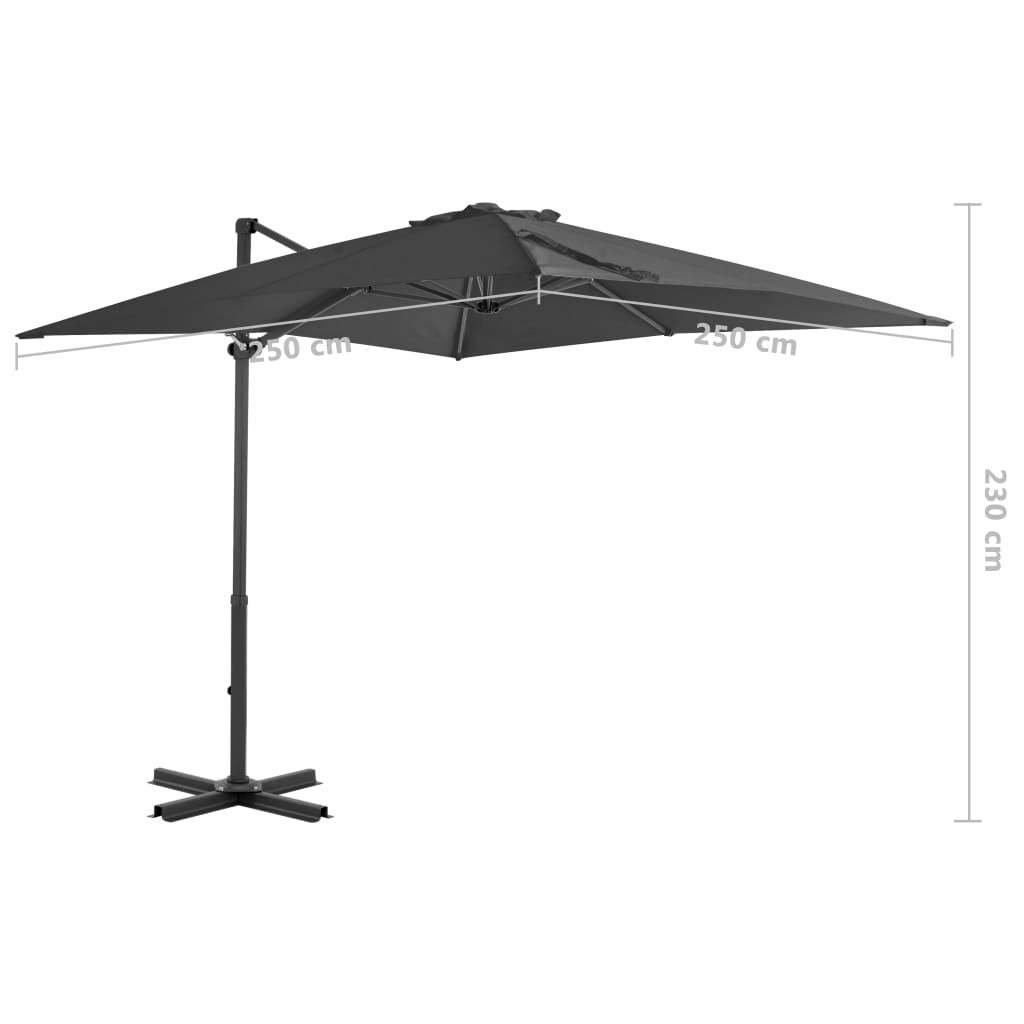 vidaXL Cantilever Garden Parasol with Aluminium Pole Anthracite 250x250 cm