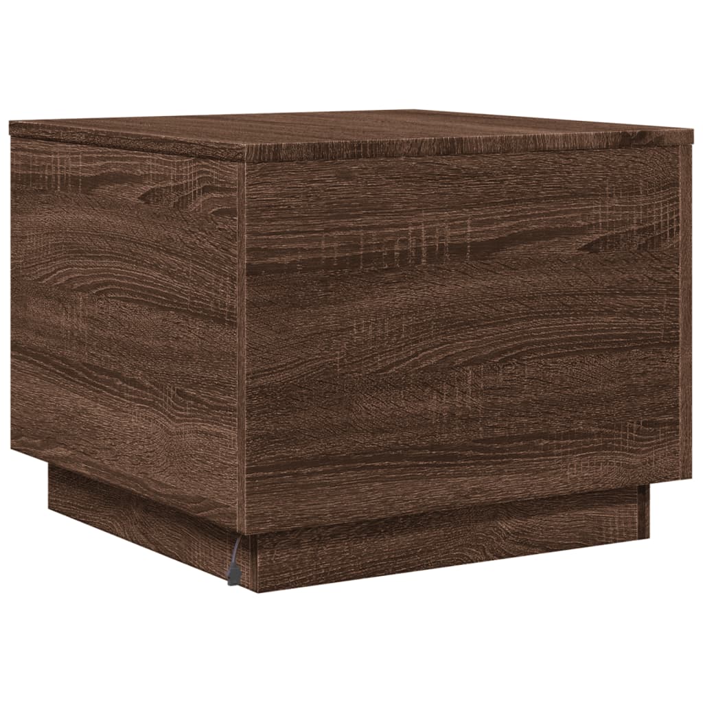 vidaXL Coffee Table with LED Lights Brown Oak 50x50x40 cm