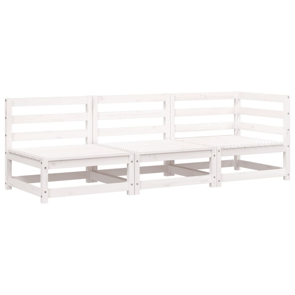 vidaXL Garden Sofa 3-Seater White Solid Wood Pine