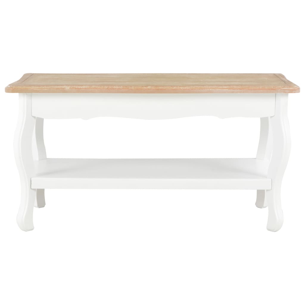 vidaXL Coffee Table White and Brown 87.5x42x44 cm Solid Pine Wood