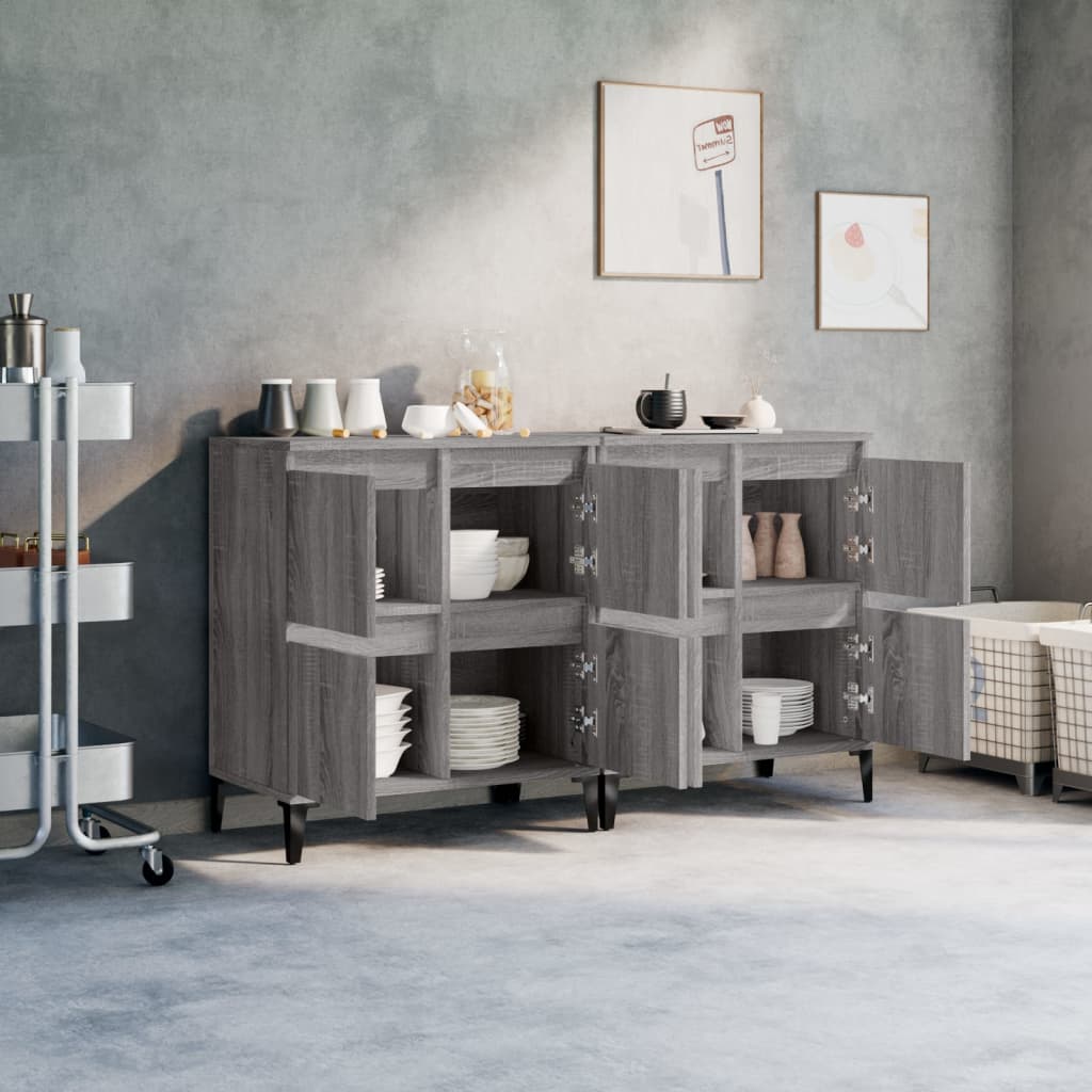 vidaXL Sideboards 2 pcs Grey Sonoma 60x35x70 cm Engineered Wood