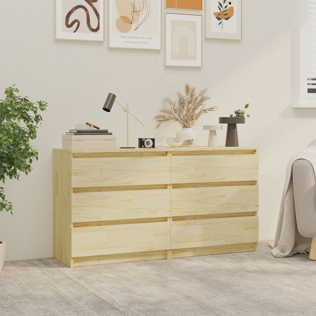 vidaXL Bedside Cabinets 2 pcs 60x36x64 cm Solid Pinewood