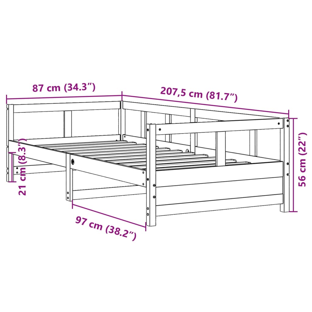 vidaXL Daybed without Mattress Wax Brown 80x200 cm Solid Wood Pine