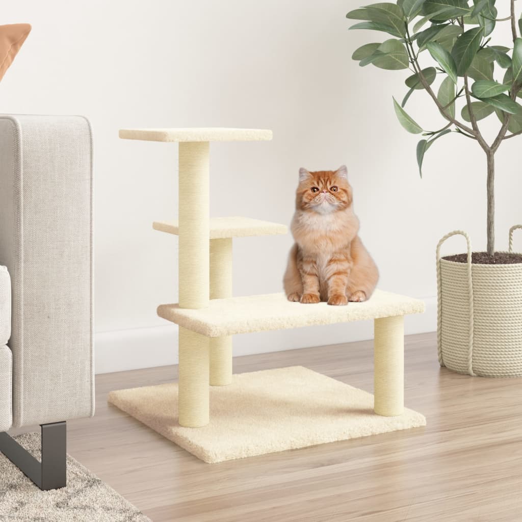 vidaXL Cat Tree with Sisal Scratching Posts Cream 61 cm