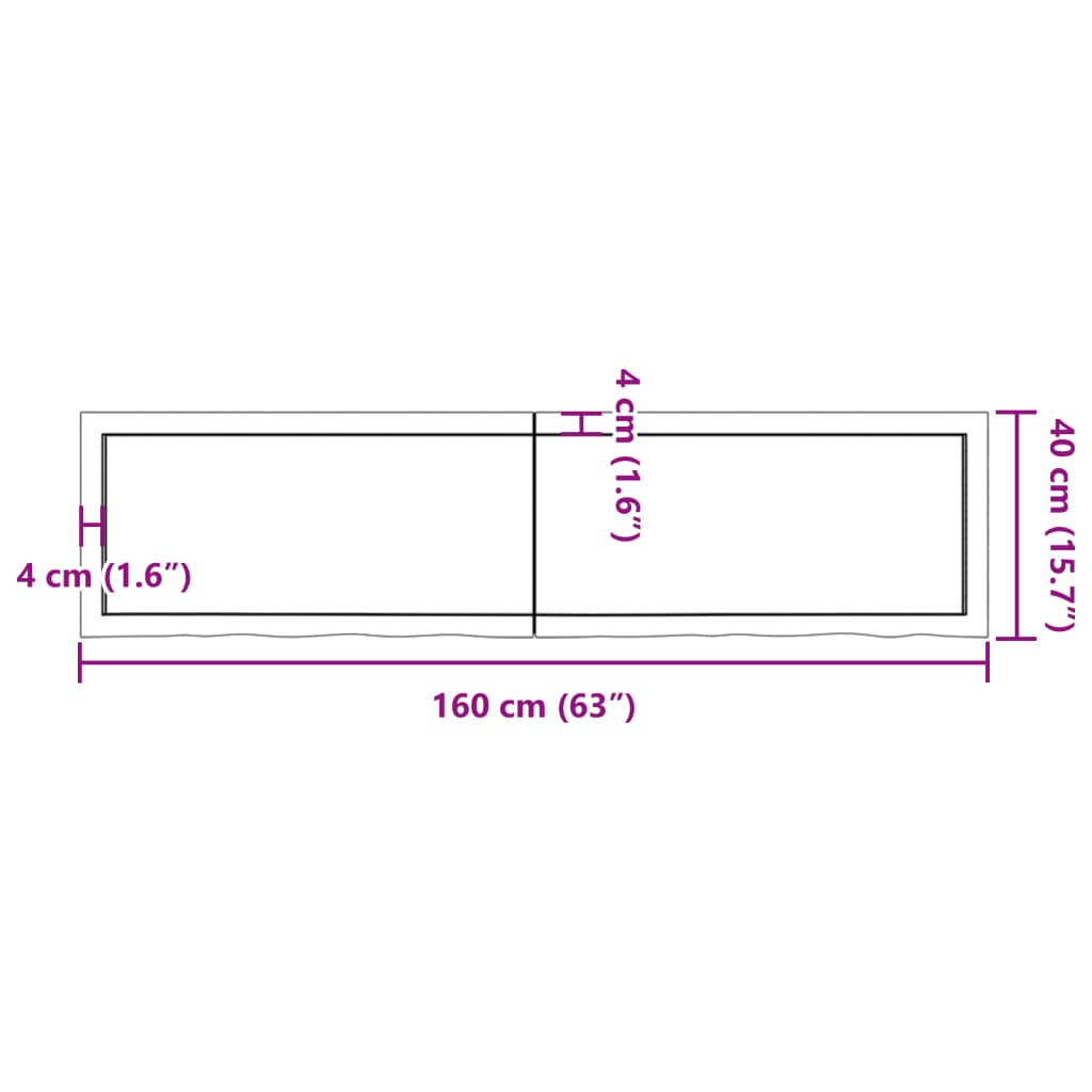 vidaXL Table Top Dark Brown 160x40x(2-6) cm Treated Solid Wood Oak