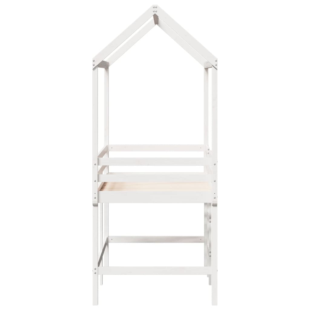 vidaXL Loft Bed with Ladder and Roof without Mattress White 80x200 cm