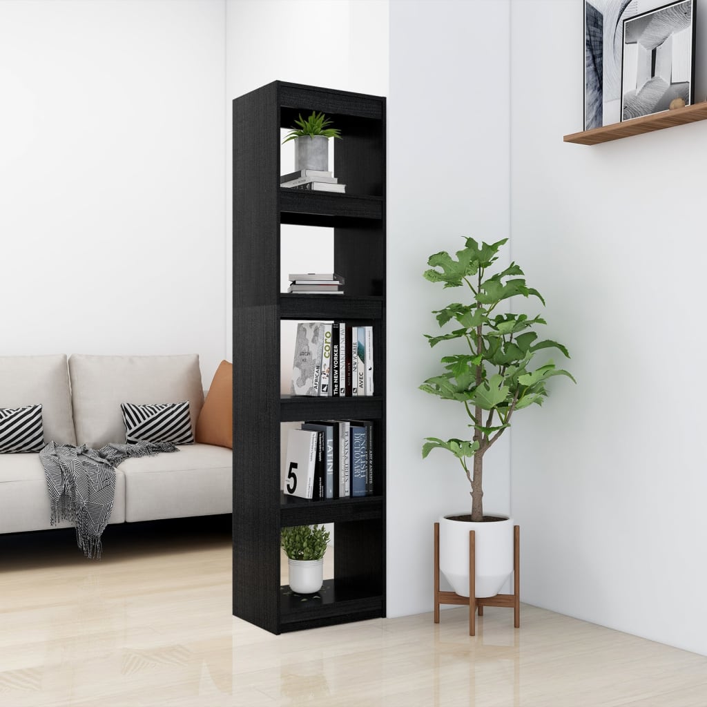 vidaXL Book Cabinet/Room Divider Black 40x30x167.5 cm Solid Pinewood