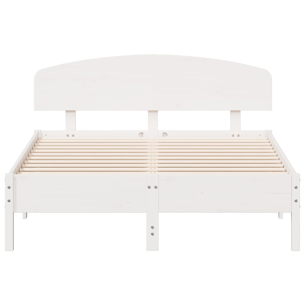 vidaXL Bed Frame without Mattress White 135x190 cm Double Solid Wood Pine