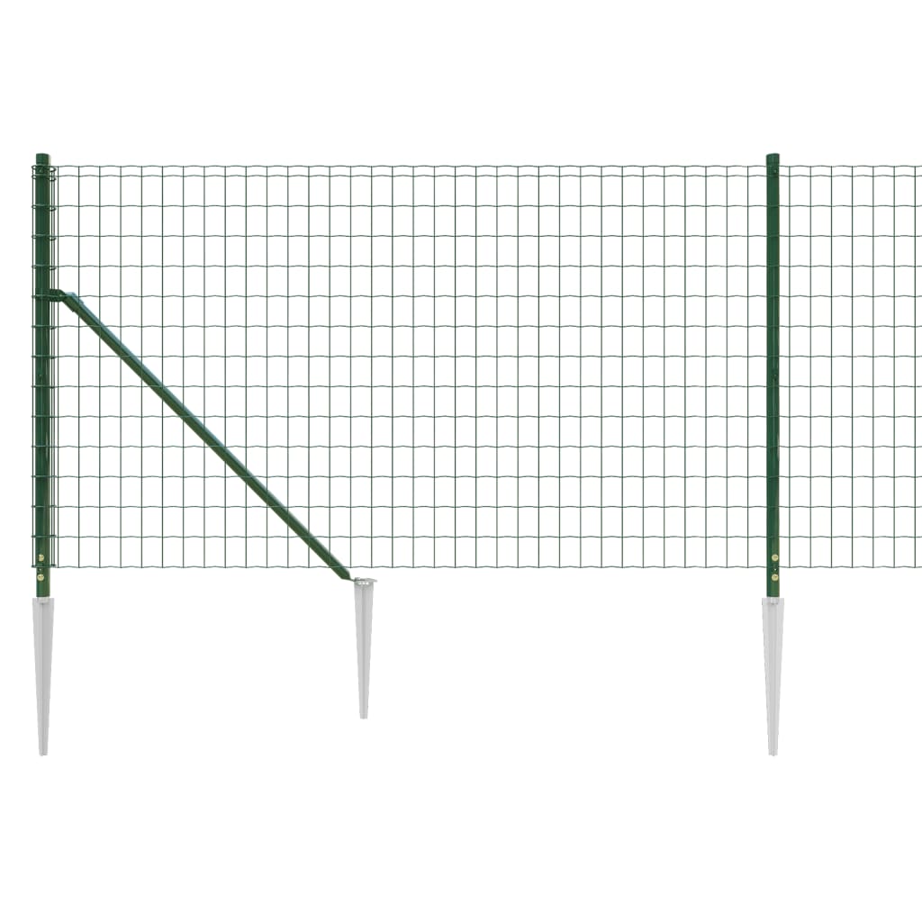 vidaXL Wire Mesh Fence with Spike Anchors Green 1.1x10 m