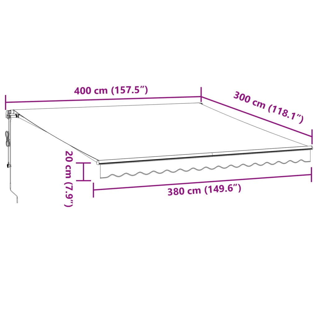 vidaXL Automatic Retractable Awning Anthracite&White 400x300 cm