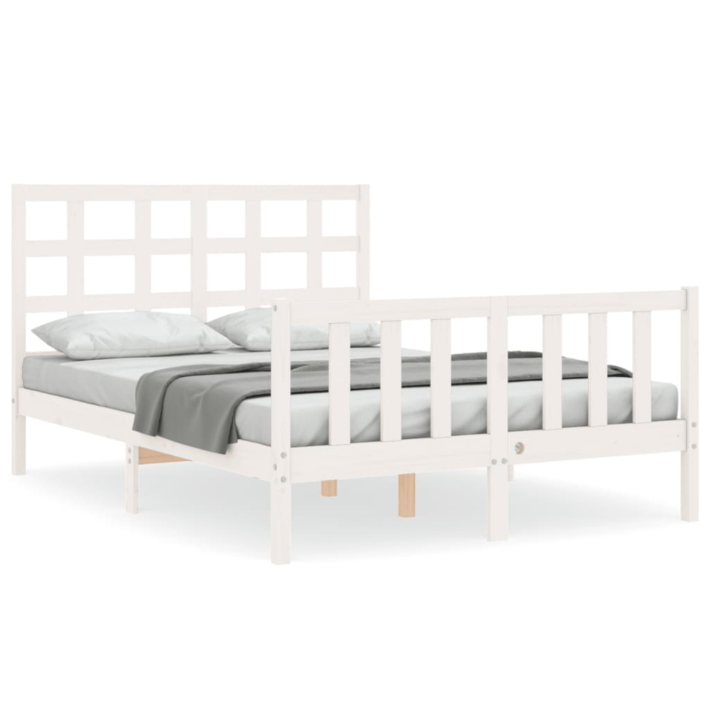 vidaXL Bed Frame without Mattress White 140x190 cm Solid Wood Pine