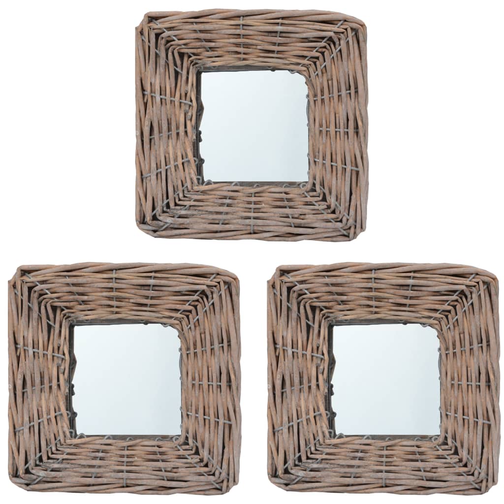 vidaXL Mirrors 3 pcs 15x15 cm Wicker