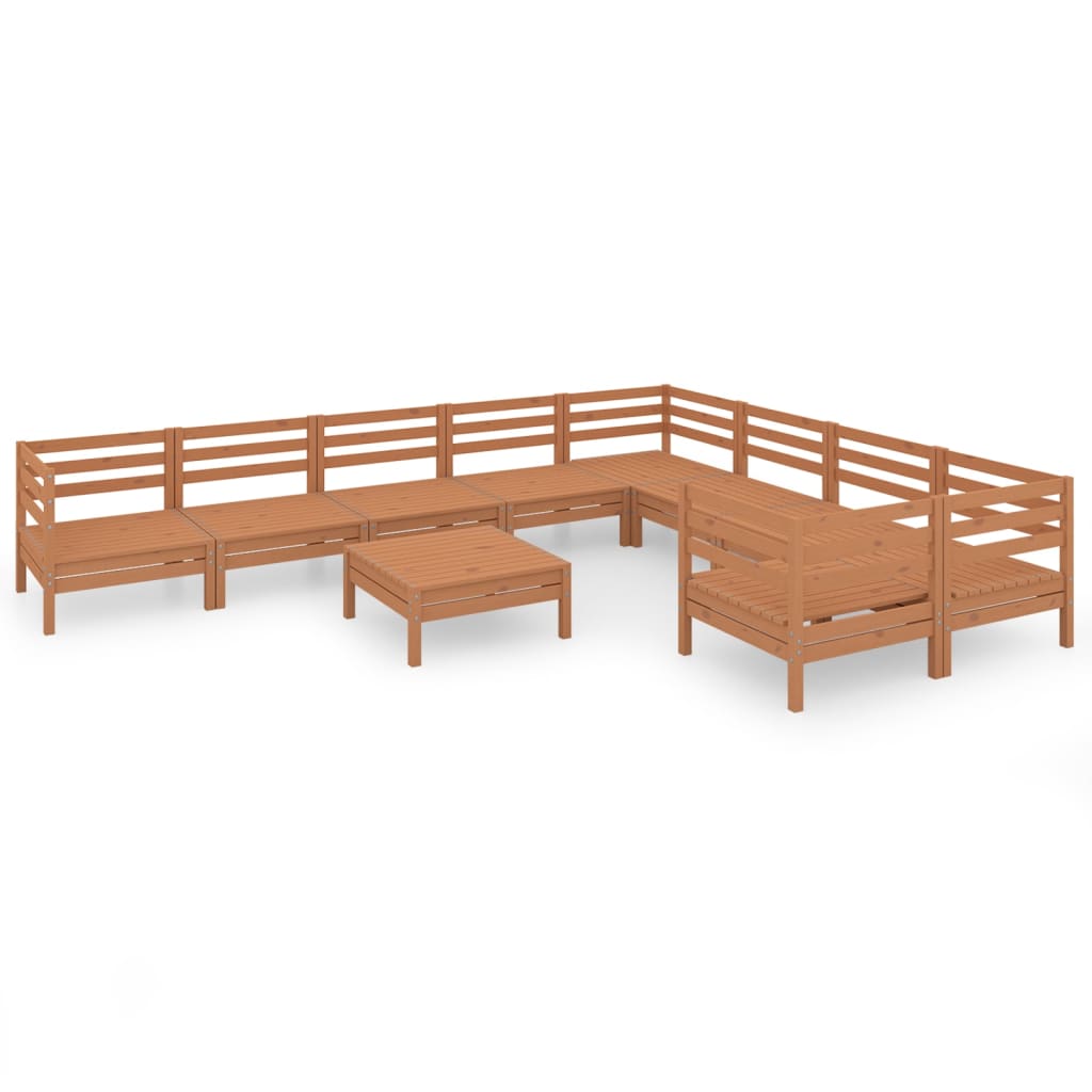 vidaXL 10 Piece Garden Lounge Set Honey Brown Solid Wood Pine