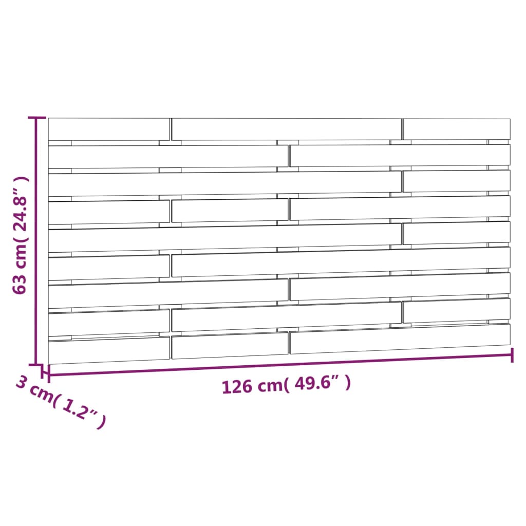 vidaXL Wall Headboard Honey Brown 126x3x63 cm Solid Wood Pine