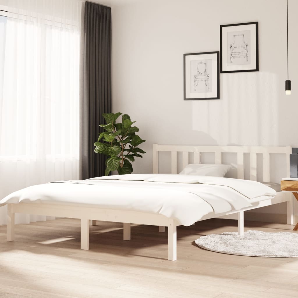 vidaXL Bed Frame without Mattress White Solid Wood 140x200 cm