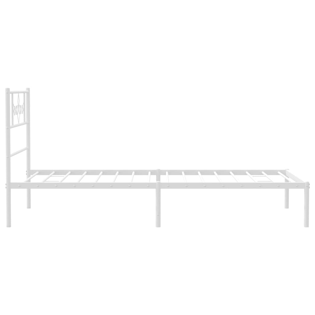 vidaXL Metal Bed Frame without Mattress with Headboard White 90x190 cm Single