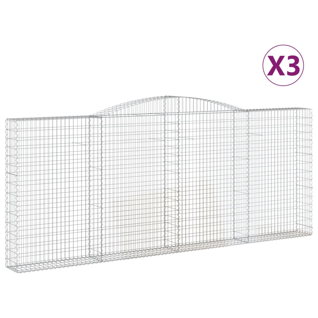 vidaXL Arched Gabion Baskets 3 pcs 400x30x160/180 cm Galvanised Iron