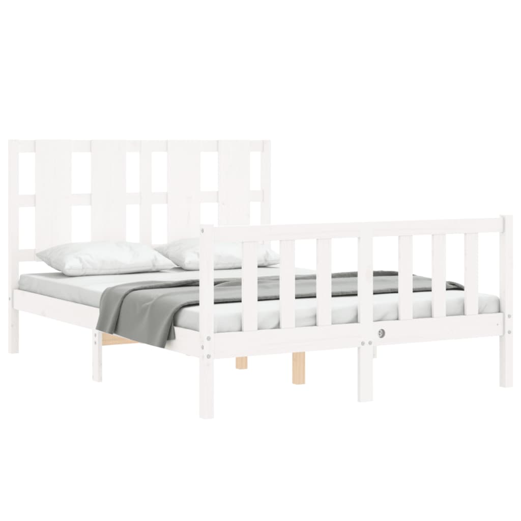 vidaXL Bed Frame without Mattress White Small Double Solid Wood Pine