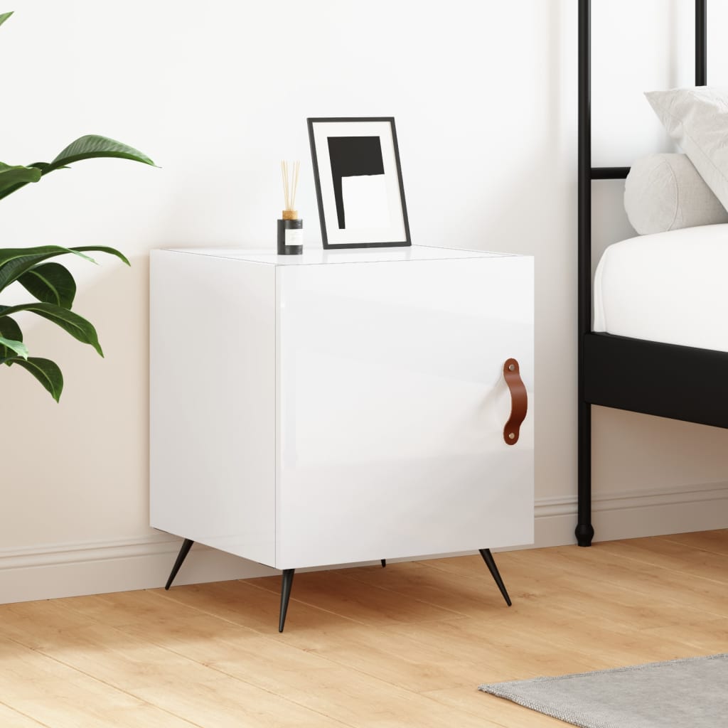 vidaXL Bedside Cabinet High Gloss White 40x40x50 cm Engineered Wood