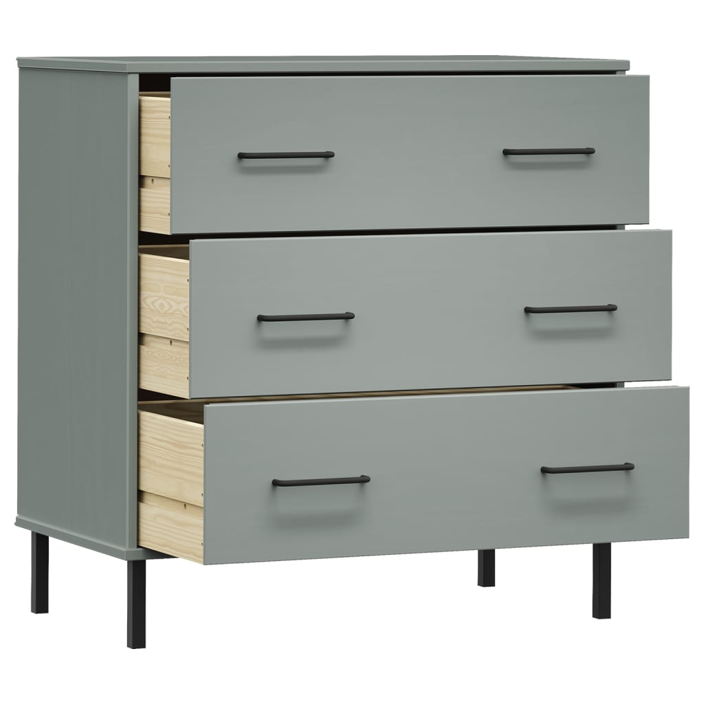 vidaXL Sideboard with 3 Drawers Grey 77x40x79.5 cm Solid Wood OSLO