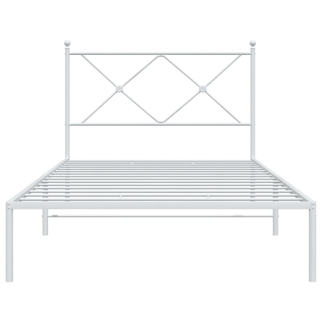 vidaXL Metal Bed Frame without Mattress with Headboard White 100x200 cm