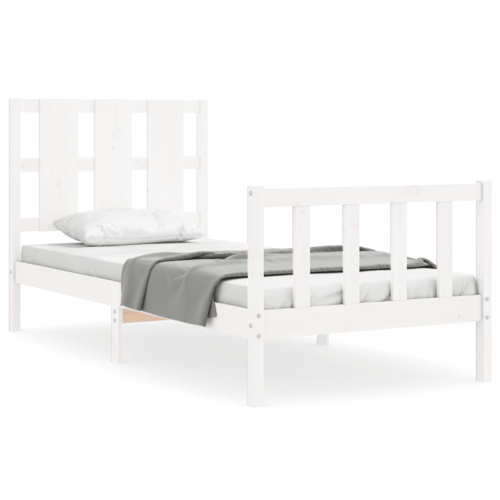 vidaXL Bed Frame without Mattress White Small Single Solid Wood Pine